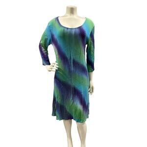 IVY REED Womens Sz Medium Wearable Art Blue Tropical Beach Ocean Rayon Dress